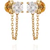 Vince Camuto Glass Stone Stud Chain Dangle Drop Earrings In Gold