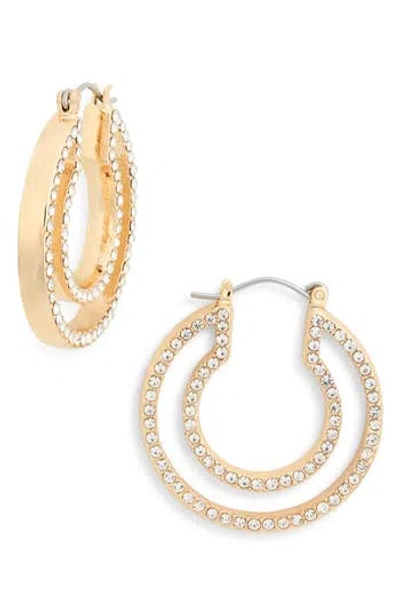 Vince Camuto Cubic Zirconia Pavé Edge Hoop Earrings In Gold