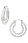 Vince Camuto Cubic Zirconia Pavé Edge Hoop Earrings In Metallic