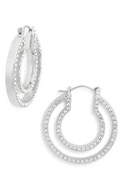 Vince Camuto Cubic Zirconia Pavé Edge Hoop Earrings In Metallic