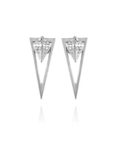 Vince Camuto Cubic Zirconia V-jacket Earrings In Neutral