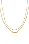 Vince Camuto Curved Bar Pendant Layered Necklace In Gold