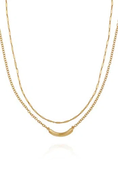 Vince Camuto Curved Bar Pendant Layered Necklace In Gold