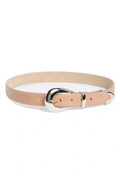 Vince Camuto Curved Buckle Faux Leather Belt In Brown