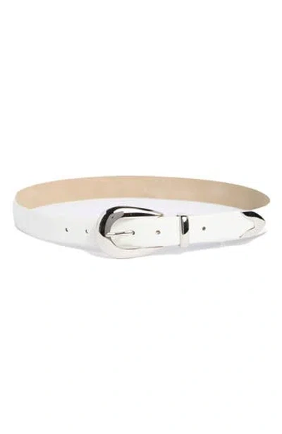 Vince Camuto Curved Buckle Faux Leather Belt In White