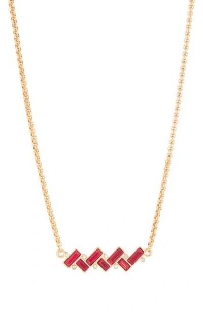 Vince Camuto Cz Bar Pendant Necklace In Gold/red