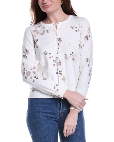 Vince Camuto Delicate Flower Wool-blend Cardigan In White