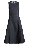 Vince Camuto Denim Fit & Flare Midi Dress In Navy
