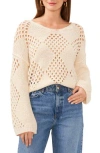 Vince Camuto Diamond Pointelle Sweater In New Ivory