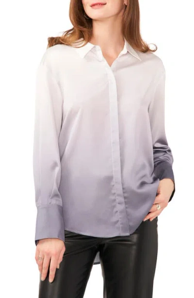 Vince Camuto Dip Dye Oversize Charmeuse Button-up Shirt In Antarctica