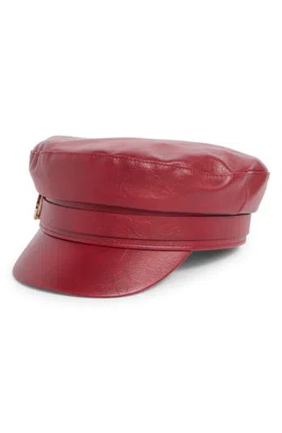 Vince Camuto Distressed Skipper Hat In Burgundy