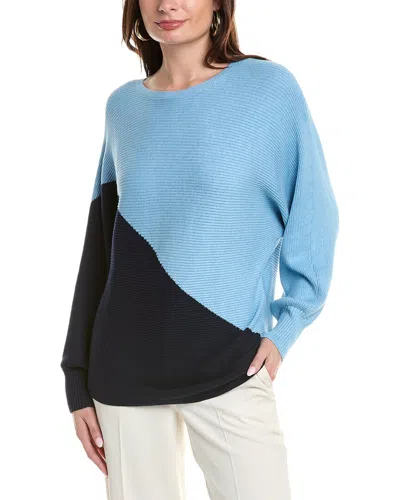 Vince Camuto Dolman Sleeve Asymmetrical Colorblocked Sweater In Blue