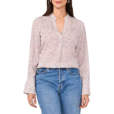 Vince Camuto Dot Print V-neck Split Cuff Top