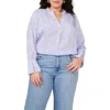 Vince Camuto Plus Size Split-neck Long-sleeve Blouse In Blue