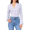 Vince Camuto Dot Print V-neck Split Cuff Top In Lake Breeze