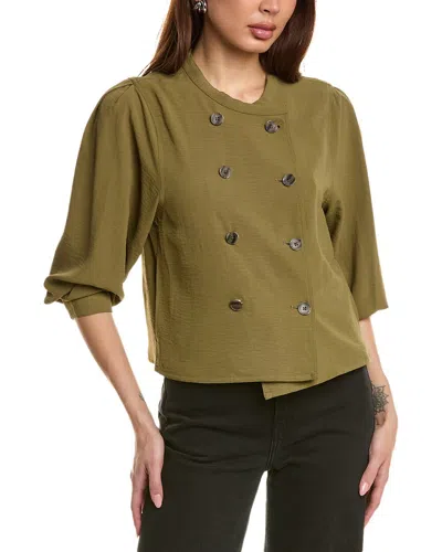 Vince Camuto Double Breasted Top In Green