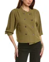 Vince Camuto Double Breasted Top In Green