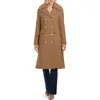 Vince Camuto Double Breasted Wool Blend Coat With Removable Faux Fur Collar In Brown