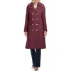 Vince Camuto Double Breasted Wool Blend Coat With Removable Faux Fur Collar In Burgundy