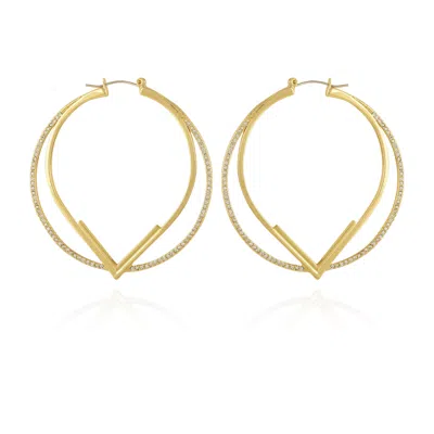 Vince Camuto Double Hoop V Pave Earrings In Gold