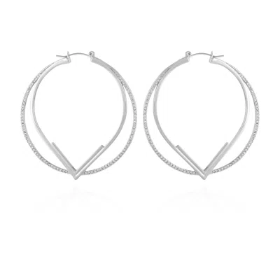 Vince Camuto Double Hoop V Pave Earrings In Metallic