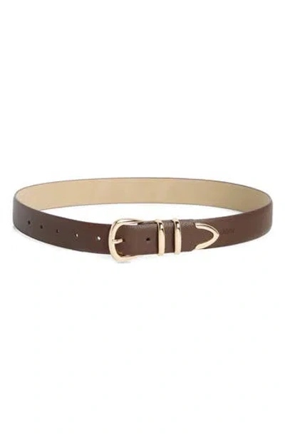 Vince Camuto Double Keeper Faux Leather Belt In Brown