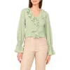 Vince Camuto Double Ruffle Bell Sleeve Top In Green