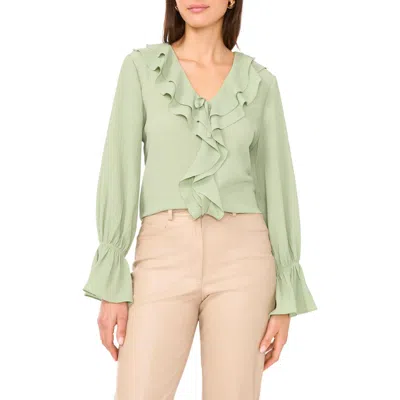 Vince Camuto Double Ruffle Bell Sleeve Top In Green