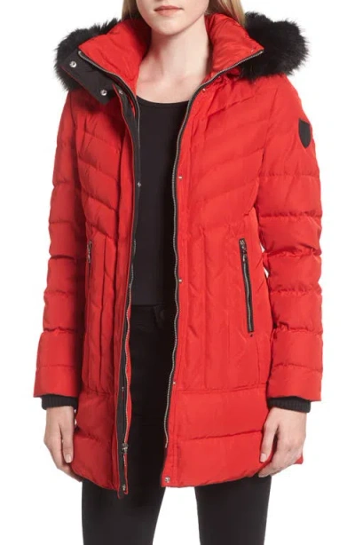 Vince Camuto Down Parka With Detachable Hood & Faux Fur Trim