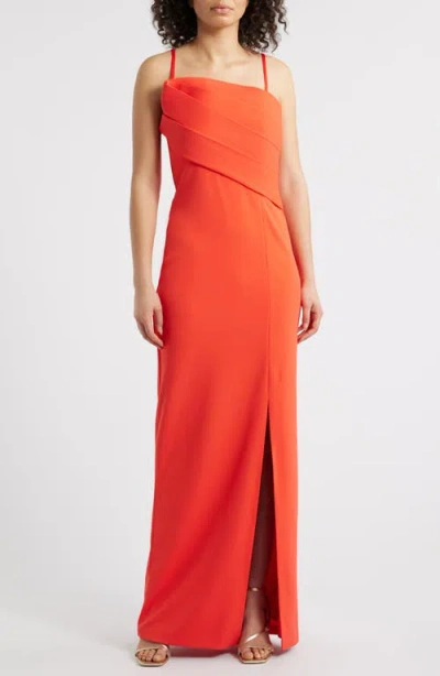 Vince Camuto Drape Neckline Sleeveless Gown In Poppy