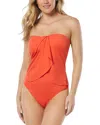 Vince Camuto Draped Bandeau Tankini Top In Red