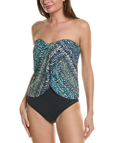 Vince Camuto Draped Bandini Top In Blue