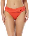 Vince Camuto Women's Draped High-waist Bikini Bottoms In Orange