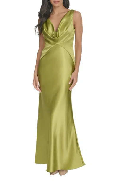 Vince Camuto Draped Neck Satin Gown