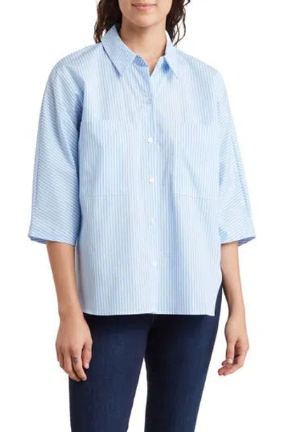 Vince Camuto Drop Shoulder Button-up Shirt In Blue/white