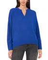 Vince Camuto Drop Shoulder Henley Neck Sweater In Blue