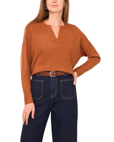 Vince Camuto Drop Shoulder Henley Neck Sweater In Brown