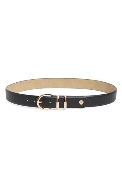 Vince Camuto Duo Keeper Faux Leather Belt In Black Gold