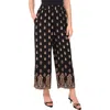 Vince Camuto Printed Wide Leg Pull On Pants In Black