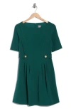 Vince Camuto Elbow Length Sleeve Scuba Crepe Fit & Flare Dress In Green