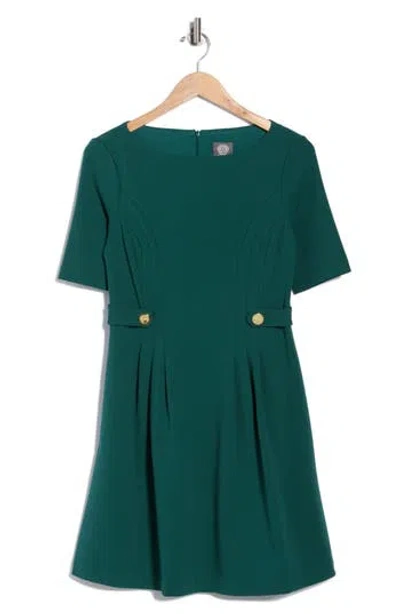 Vince Camuto Elbow Length Sleeve Scuba Crepe Fit & Flare Dress In Green