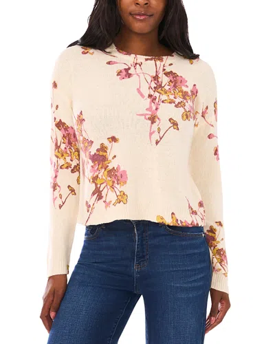 Vince Camuto Electric Bouquets Crewneck Sweater In Neutral