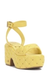 Vince Camuto Ellah Ankle Strap Platform Sandal In Lemoncello Leather