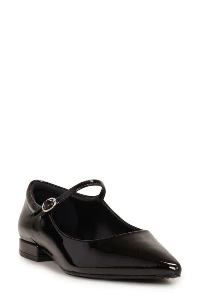 Vince Camuto Eloise Mary Jane Pointed Toe Flat In Black Patent