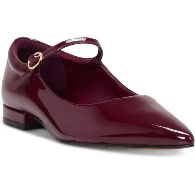 Vince Camuto Eloise Womens Adjustable Patent Ballet Flats In Chianti Patent Leather