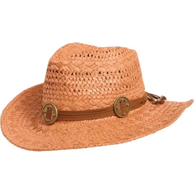Vince Camuto Embellished Braided Band Cowboy Hat In Canyon Orange