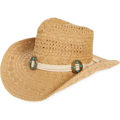 Vince Camuto Embellished Braided Band Cowboy Hat In Tan
