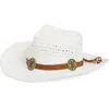 Vince Camuto Embellished Braided Band Cowboy Hat In White
