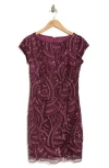 Vince Camuto Embellished Cap Sleeve Sheath Dress In Purple