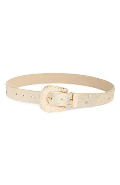 Vince Camuto Embellished Metallic Belt In Gold